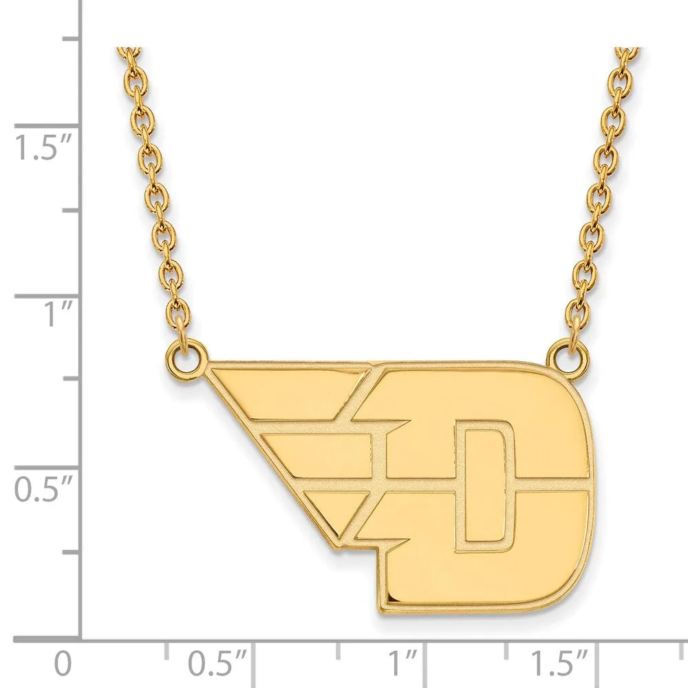 10k Yellow Gold U of Dayton Large Pendant Necklace