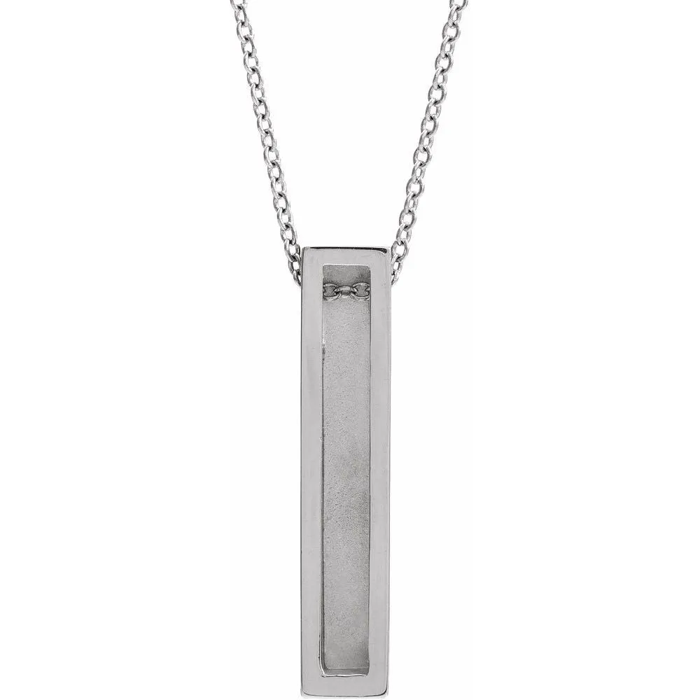 14k White Gold Brushed Vertical Bar Slide Necklace