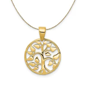 14k Yellow Gold Heart Leaf Tree of Life Necklace