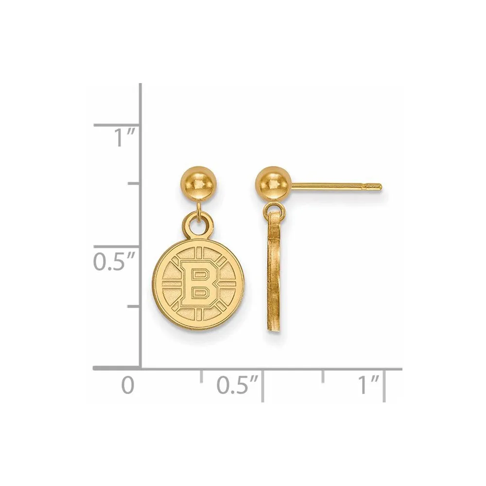 14k Yellow Gold NHL Boston Bruins XS Ball Dangle Post Earrings