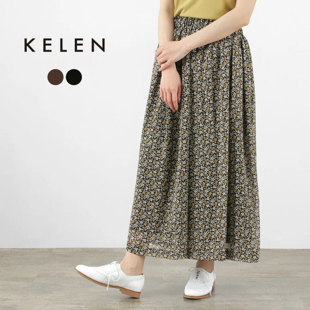 【50％OFF】KELEN（ケレン） URBE ヴィンテージフラワー ギャザー パンツ / レディース 花柄 イージー シアー 総ゴム URBE Vintage Gather Pants【セール】