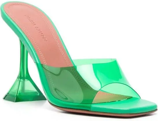 Amina Muaddi high-shine finish open-toe sandals Green