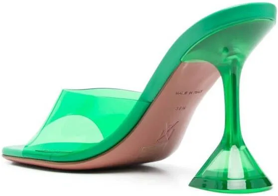 Amina Muaddi high-shine finish open-toe sandals Green