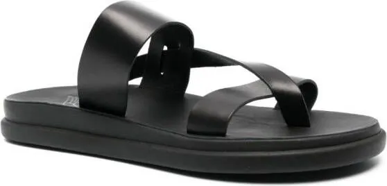 Ancient Greek Sandals Simos leather slides Black