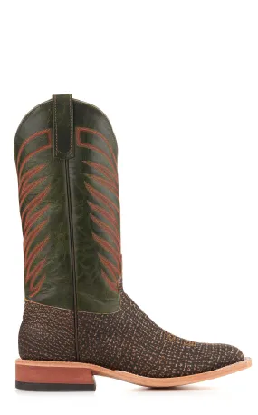 Anderson Bean Men's Emerald Green and Tan Safari Shark Wide Square Toe Cowboy Boots