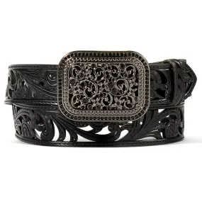 Ariat Women's Black Floral Cutout Belt