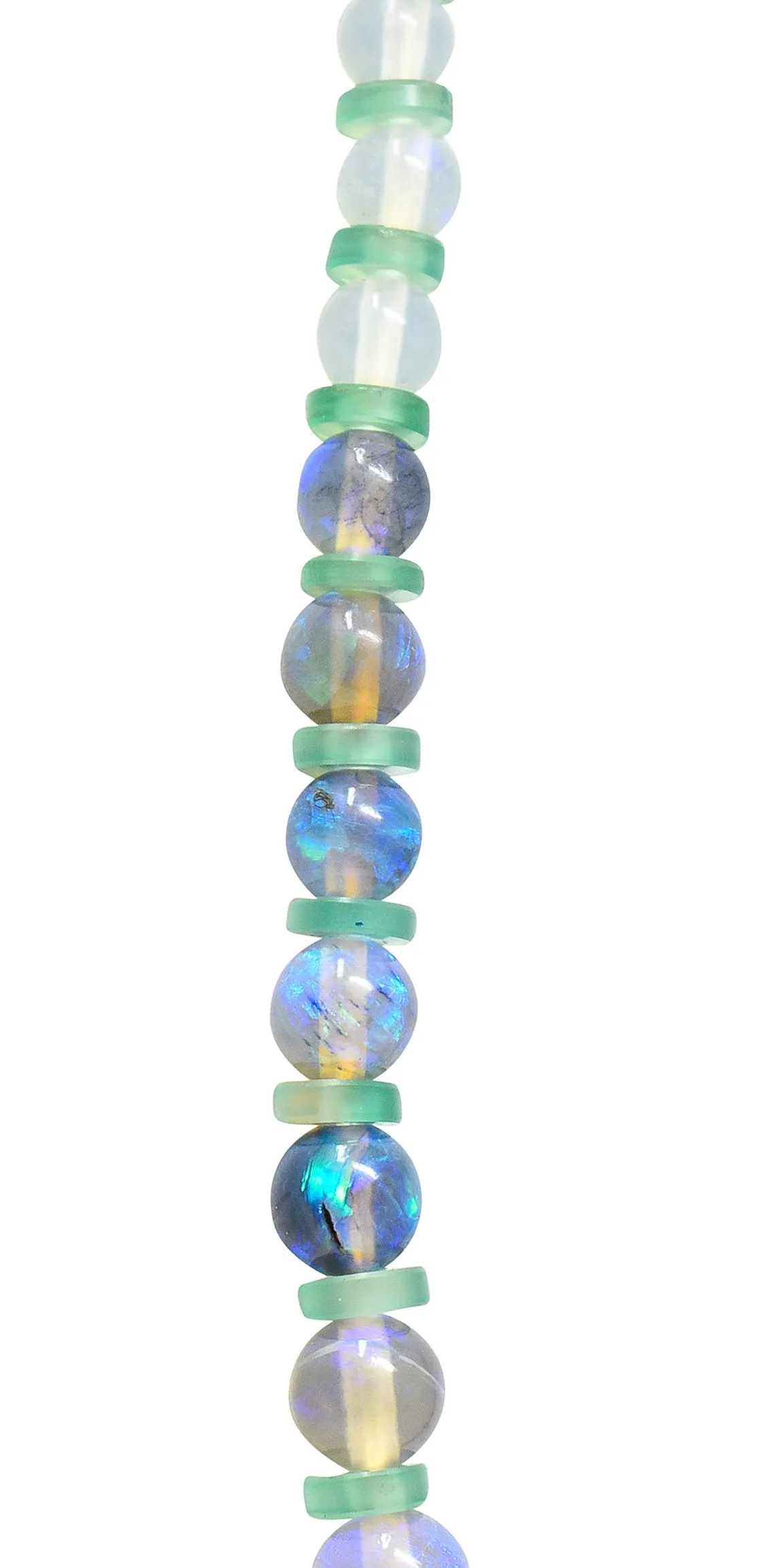 Art Deco Opal Diamond Chrysoprase Platinum Choker Gemstone Necklace