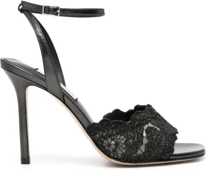 Arteana floral-lace strap 105mm sandals Black