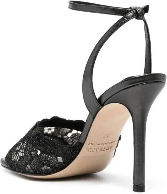 Arteana floral-lace strap 105mm sandals Black