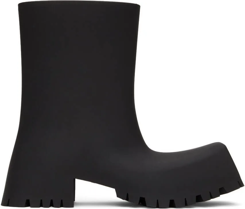 Balenciaga Black Rubber Trooper Boots