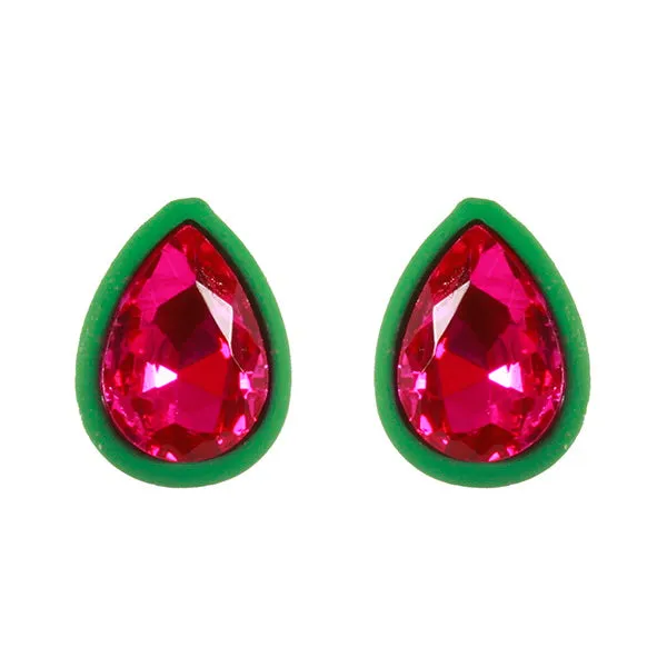 Barbie Theme Rhinestone Teardrop Earrings