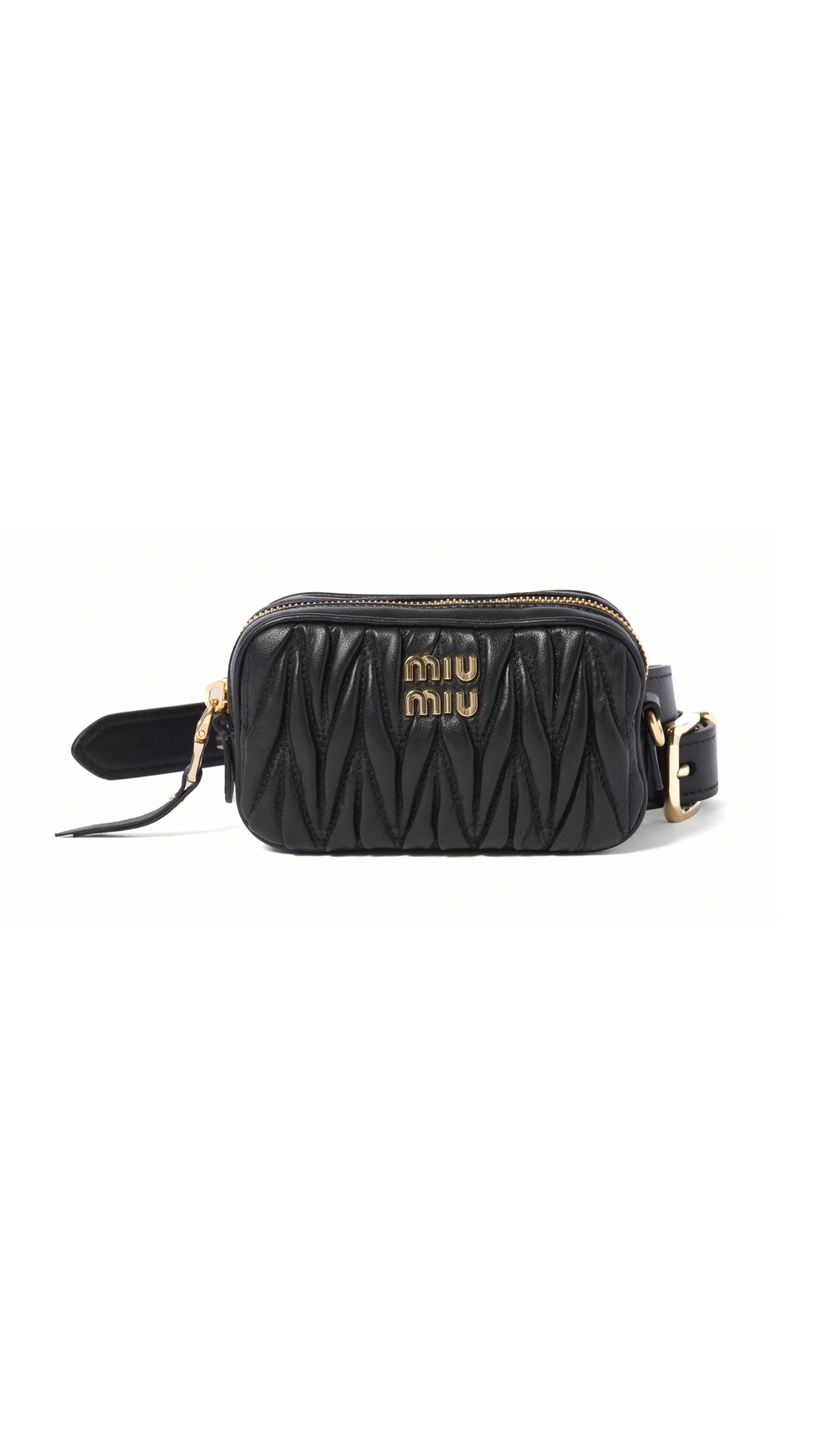 Belt with Matelassé Pouch - Black