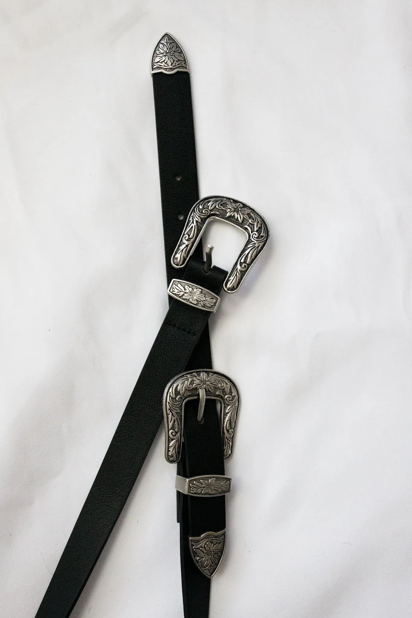 Black Double Buckle Western Belt