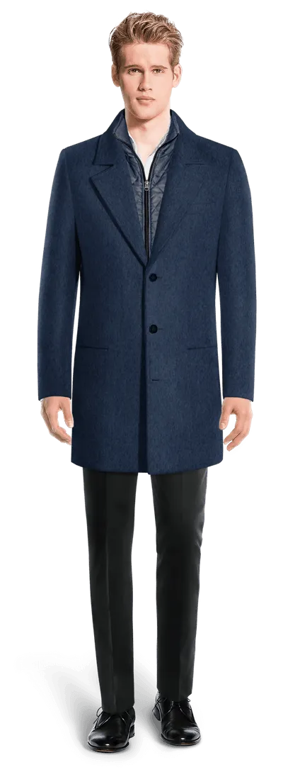 Blue Chesterfield Coat with removable padded piece