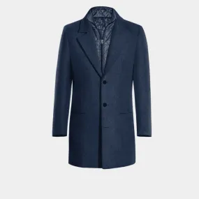 Blue Chesterfield Coat with removable padded piece