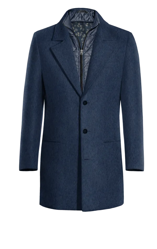 Blue Chesterfield Coat with removable padded piece