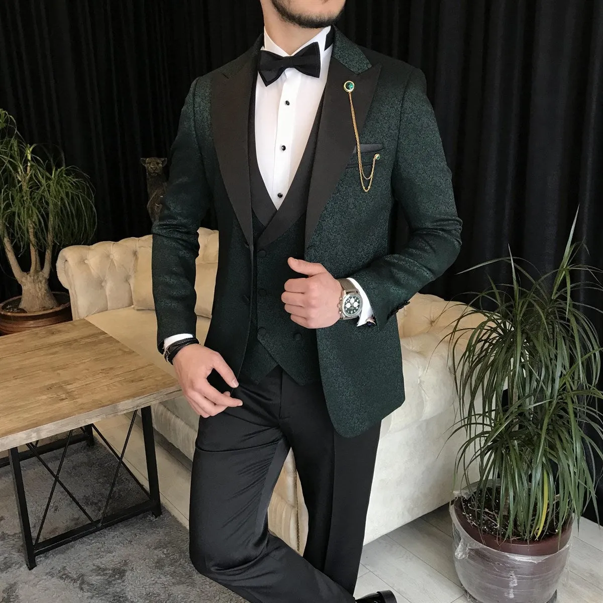 Bojoni Cagliari Green Slim-Fit Tuxedo 3-Piece