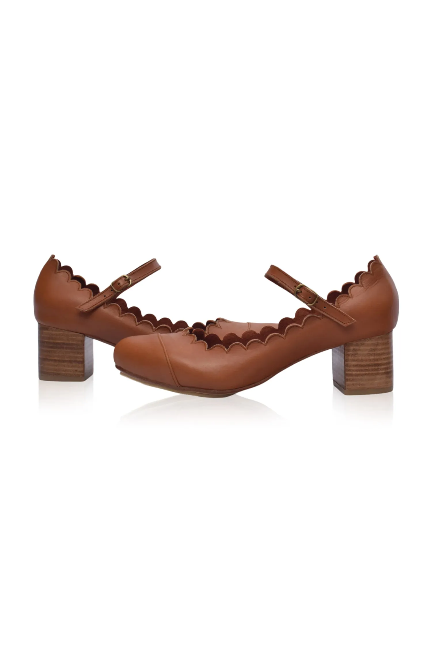 Bonita Mary Jane Leather Heels in Vintage Camel