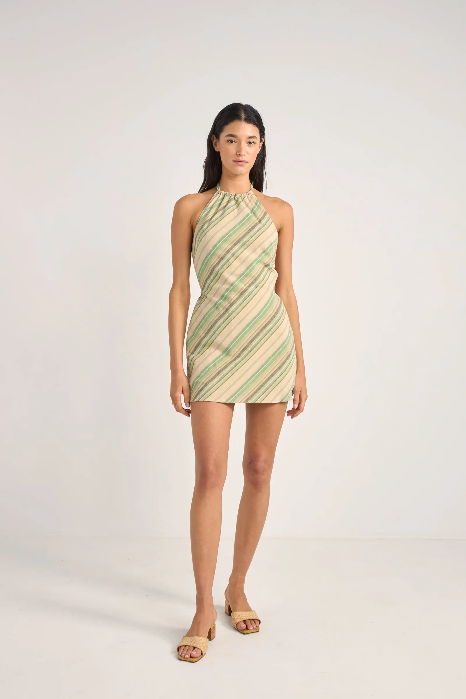 Brisa Halter Mini Dress Green