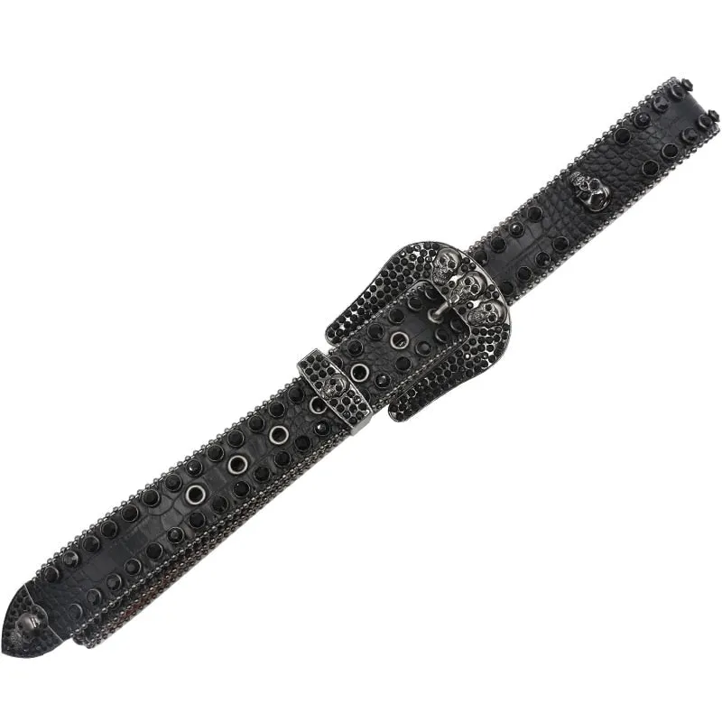 Casual Women's Solid Crystal Diamond Rhinestones Pin Buckle Belt