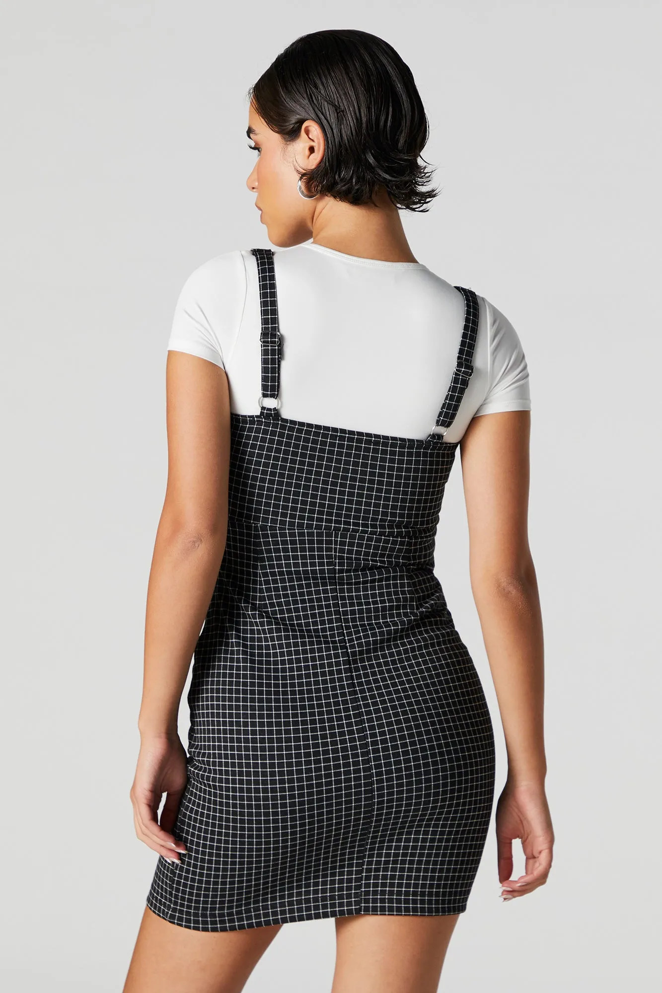 Checkered Scoop Neck Mini Dress