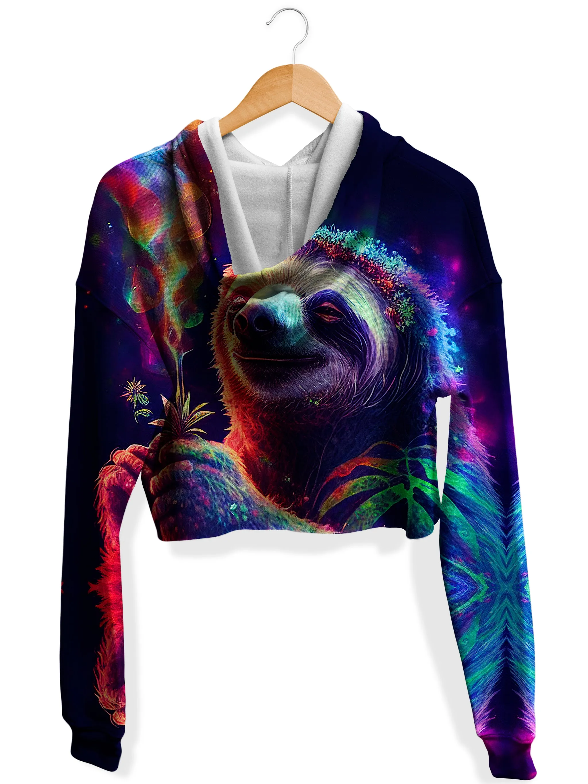 Chill Sloth Fleece Crop Hoodie