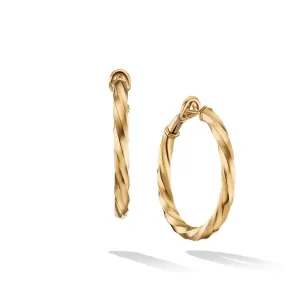 David Yurman Cable Edge Hoop Earrings in Recycled 18K Yellow Gold