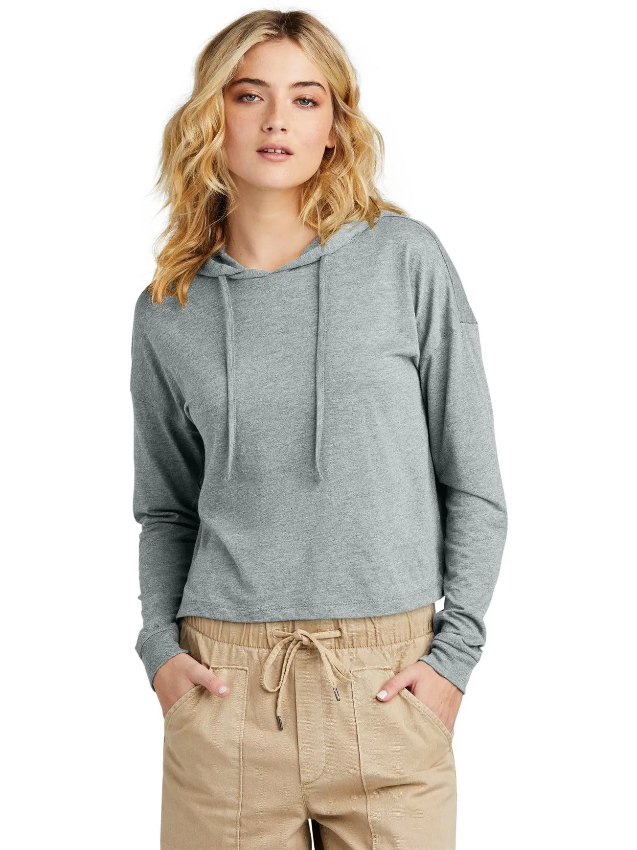 District Ladies Perfect Tri Midi Long Sleeve Hoodie