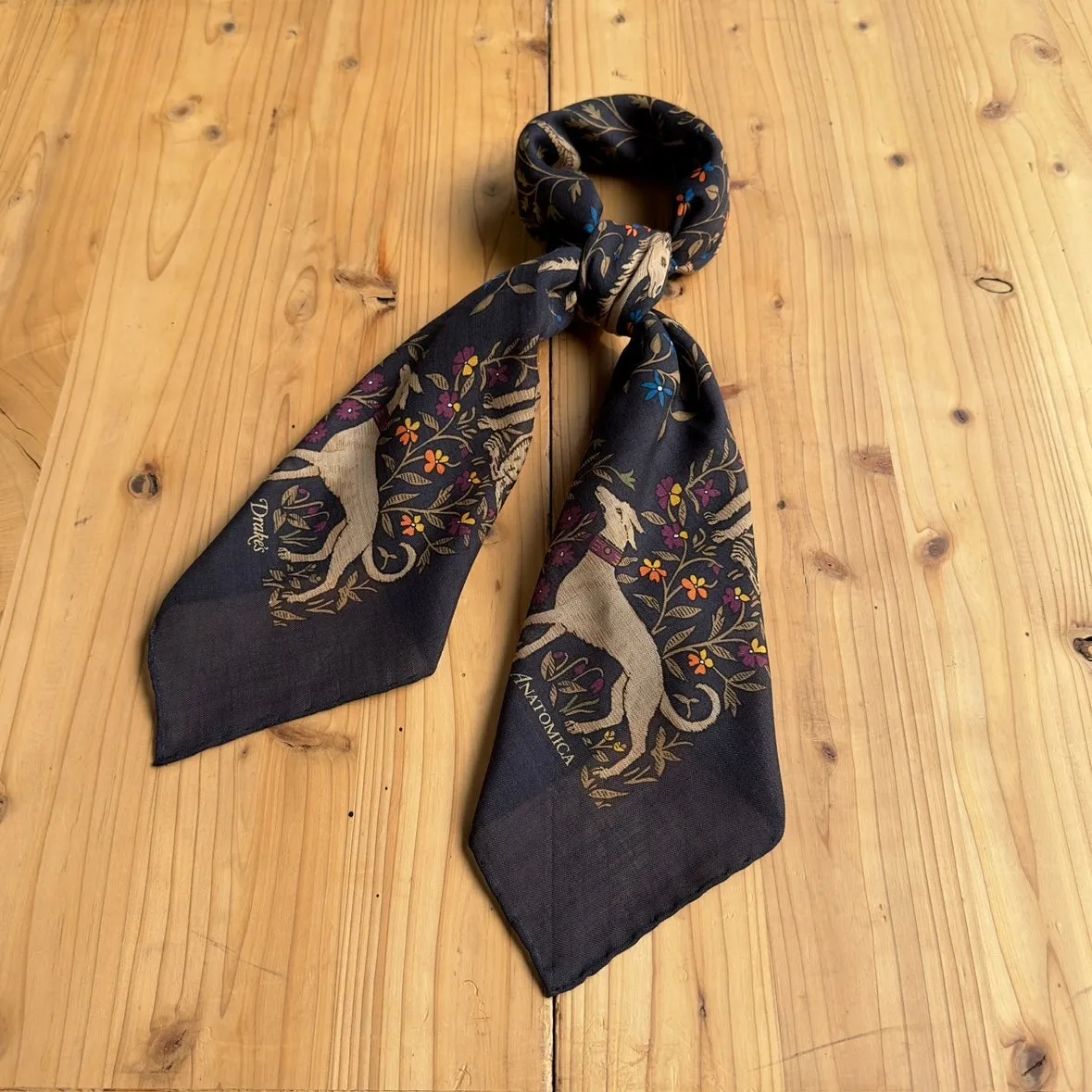 DRAKE'S SQUARE SCARF UNICORN BLACK