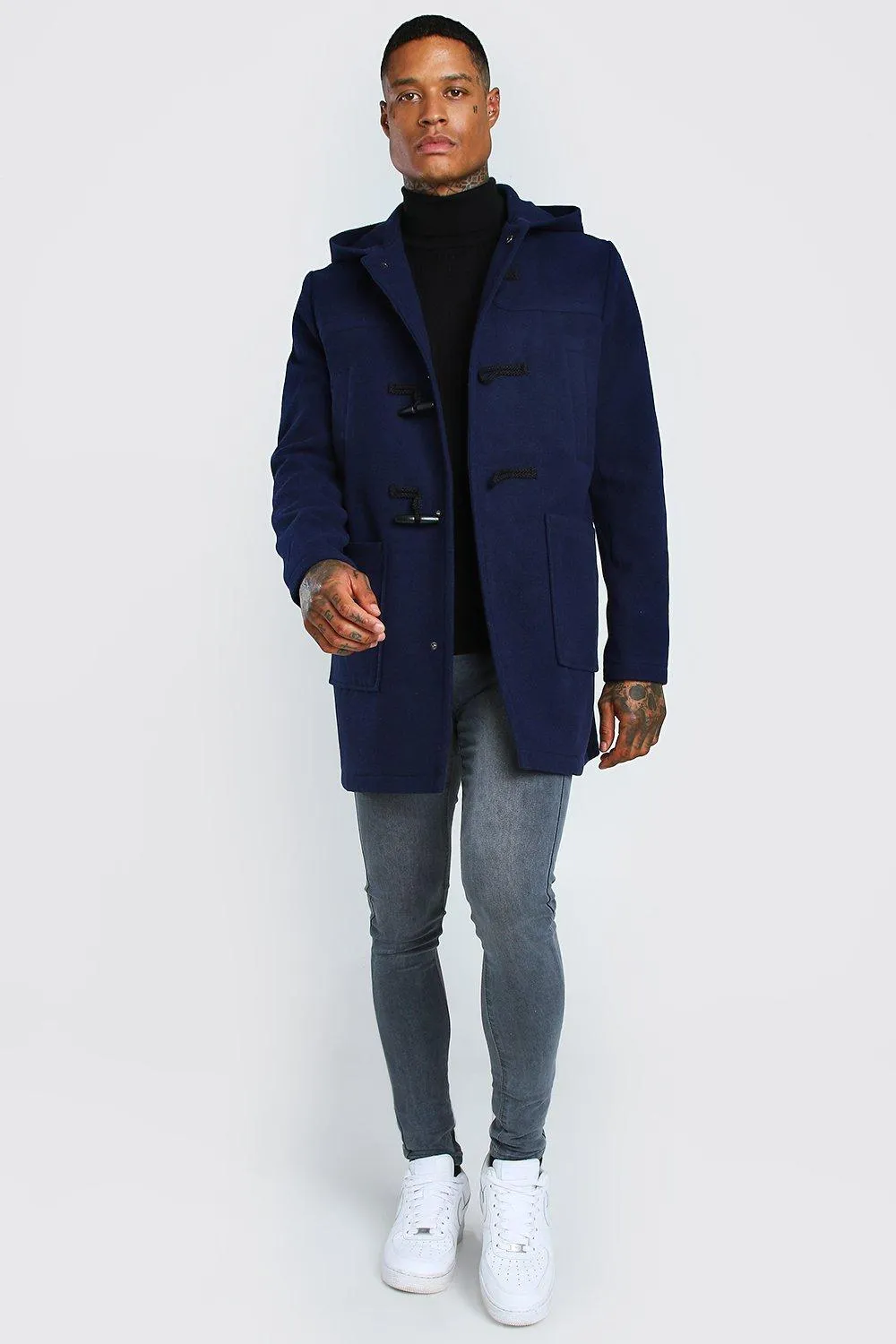 Duffle Coat With Toggles | boohooMAN UK