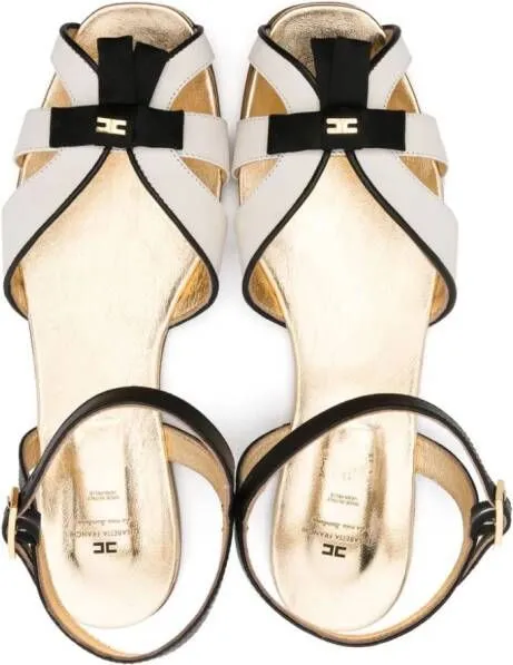 Elisabetta Franchi La Mia Bambina bow-detail leather sandals Black