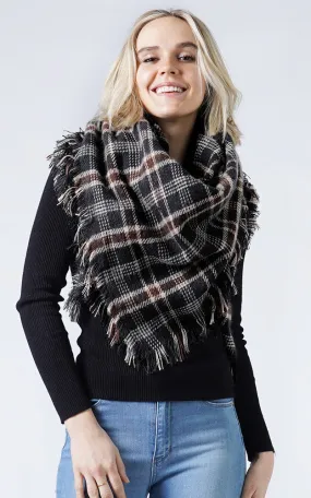 ESW10105 Plaid Print Blanket Square Scarf Shawl