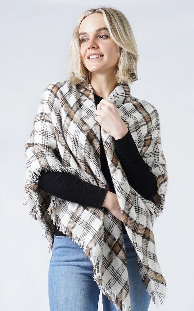 ESW10105 Plaid Print Blanket Square Scarf Shawl