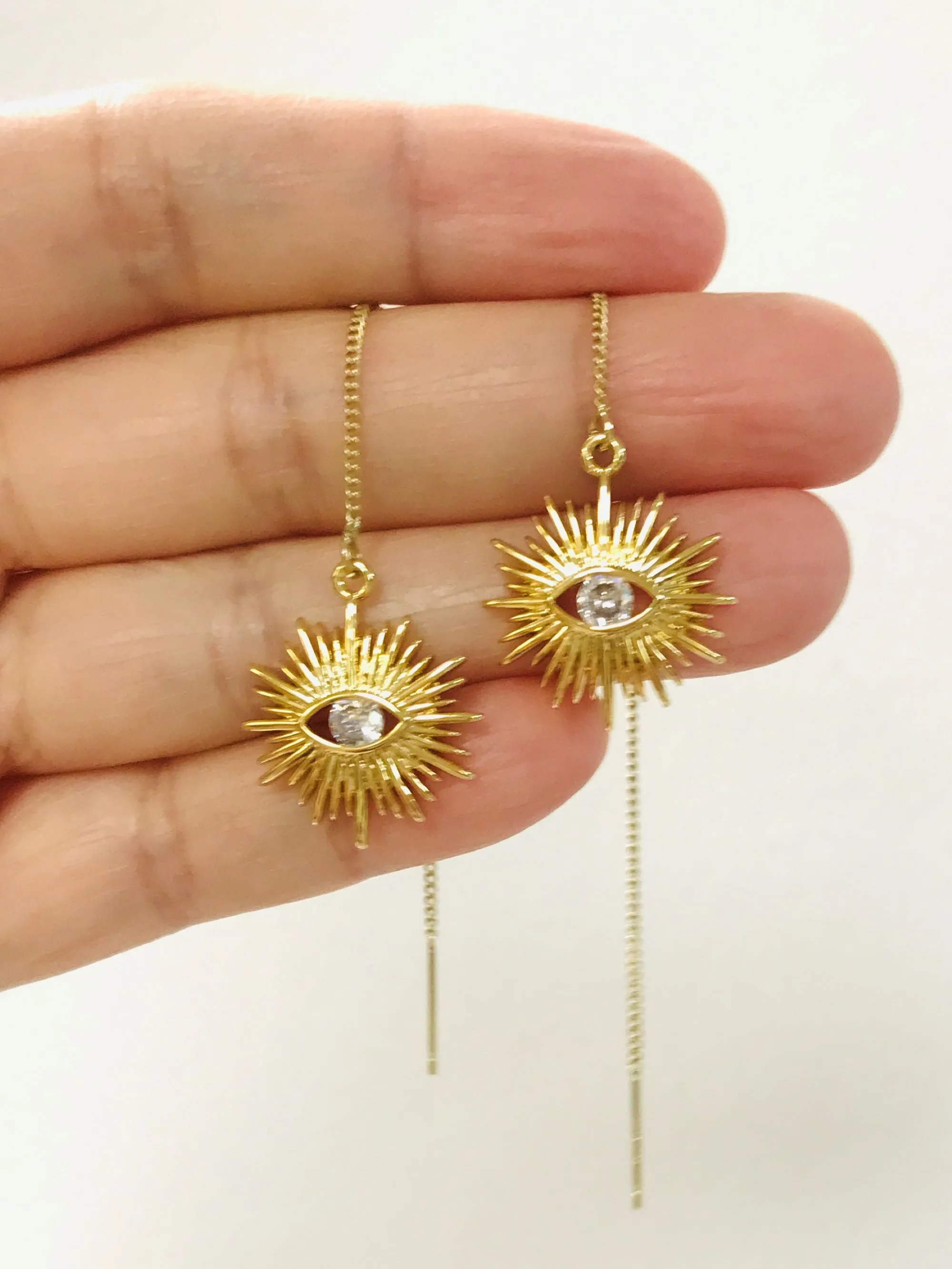 Evil Eye Threader Earrings