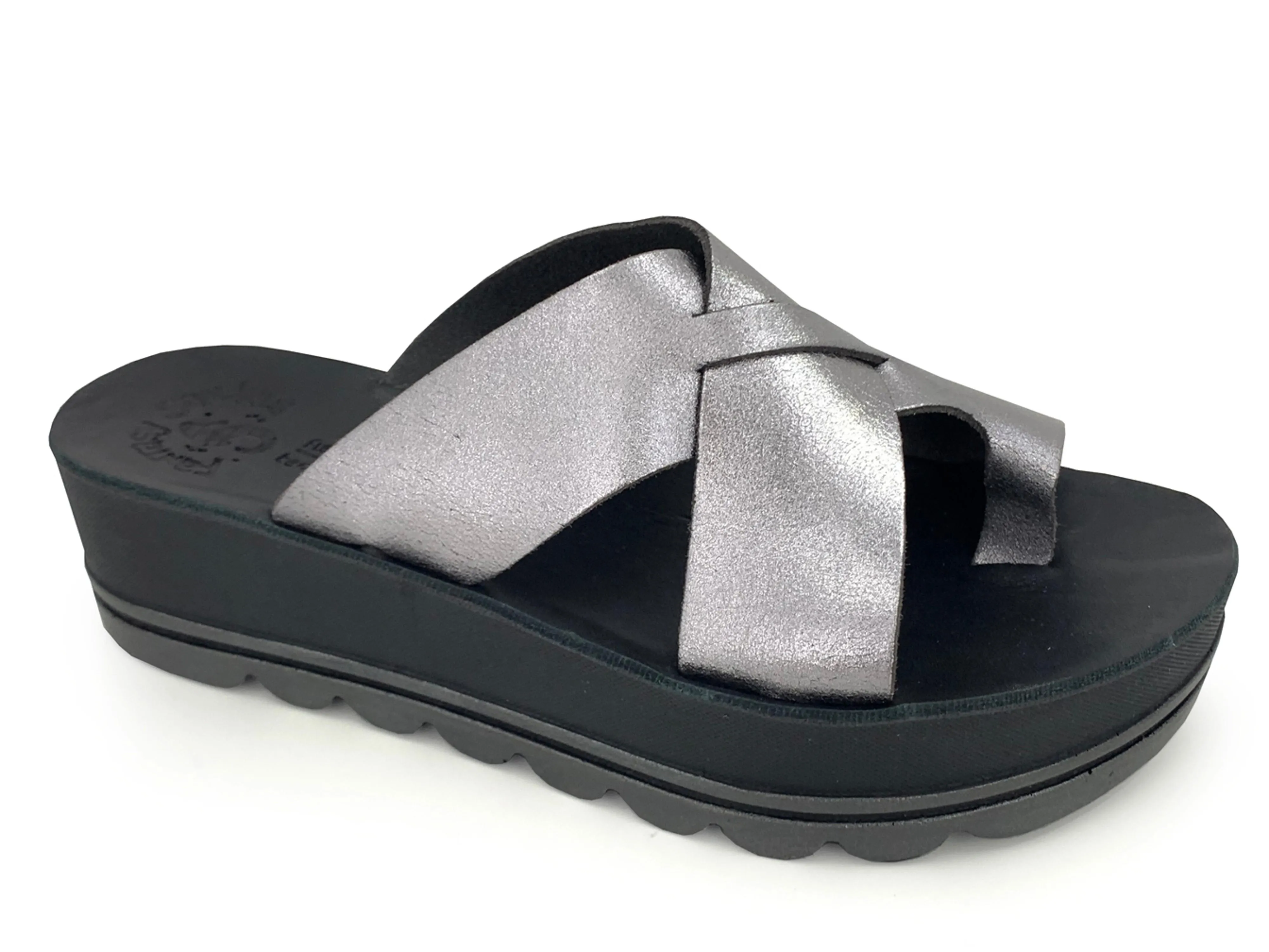 Fantasy Sandals Clara Platform Slide Pewter