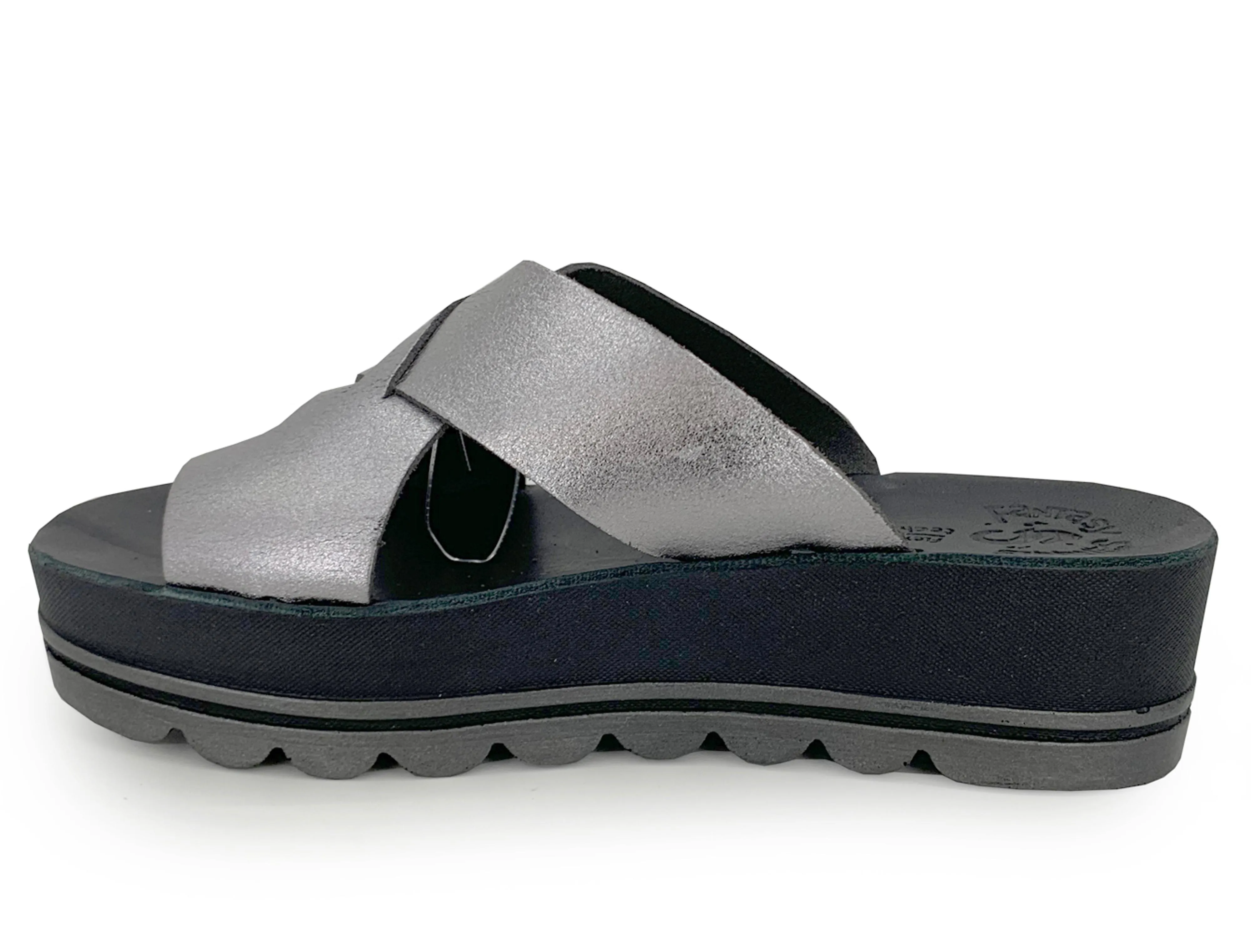 Fantasy Sandals Clara Platform Slide Pewter