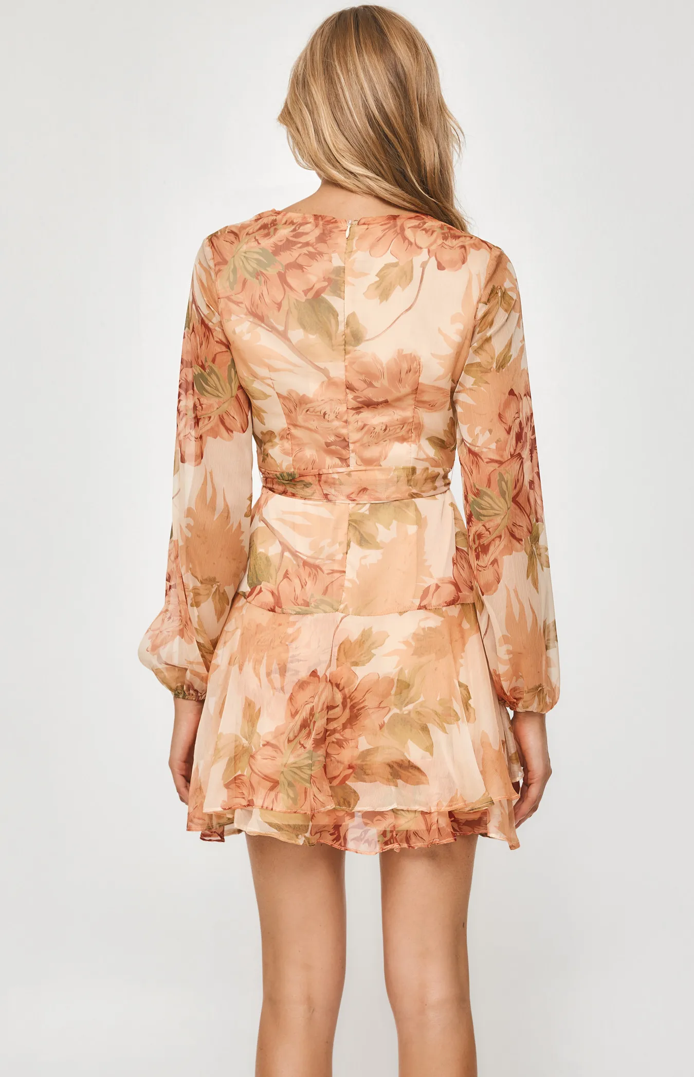 Floral Chiffon Dress with Ruffle Hem (SDR840-2A)