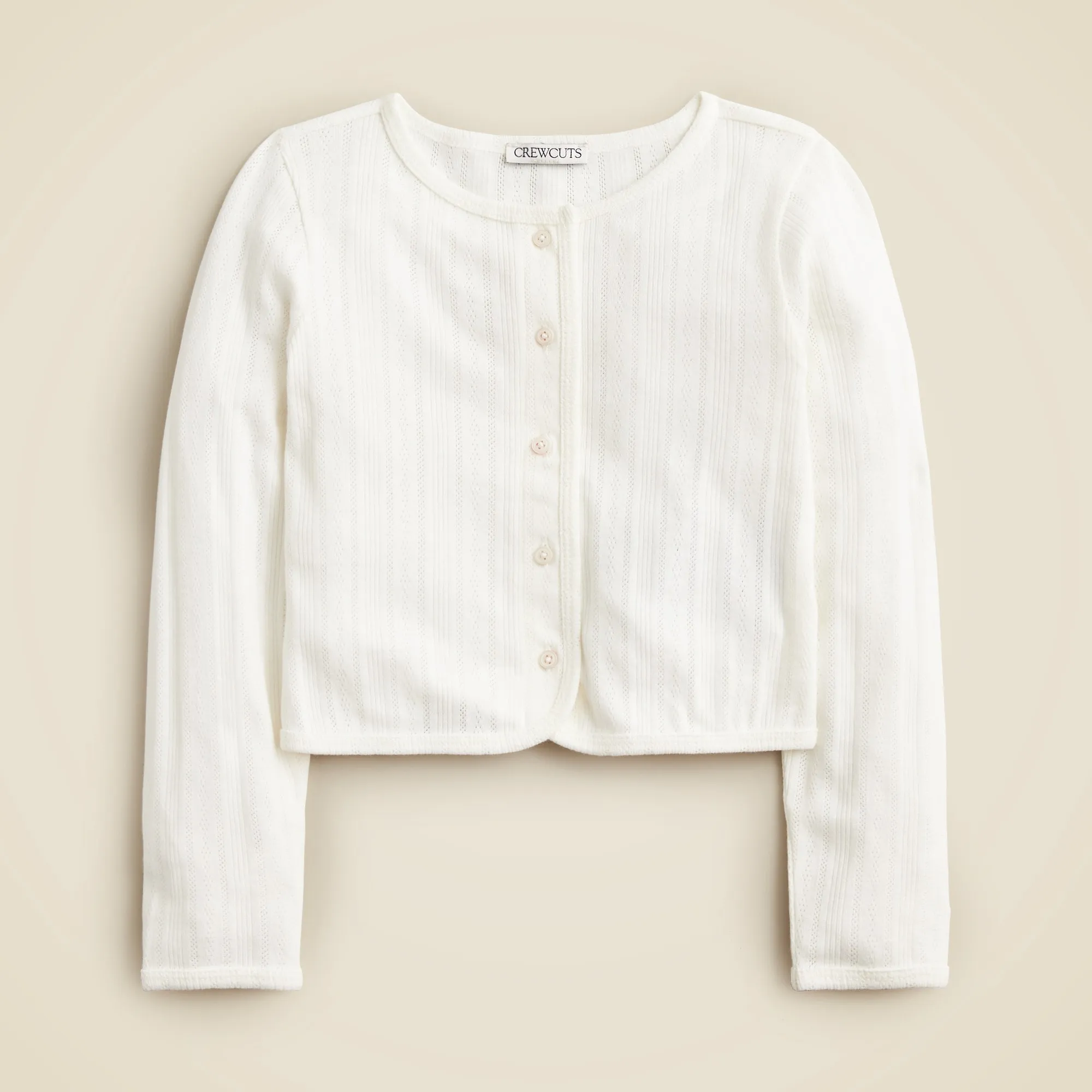 Girls' pointelle cardigan sweater