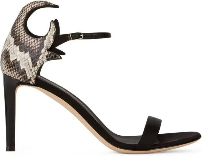 Giuseppe Zanotti Nyco 85mm snakeskin-effect sandals Black