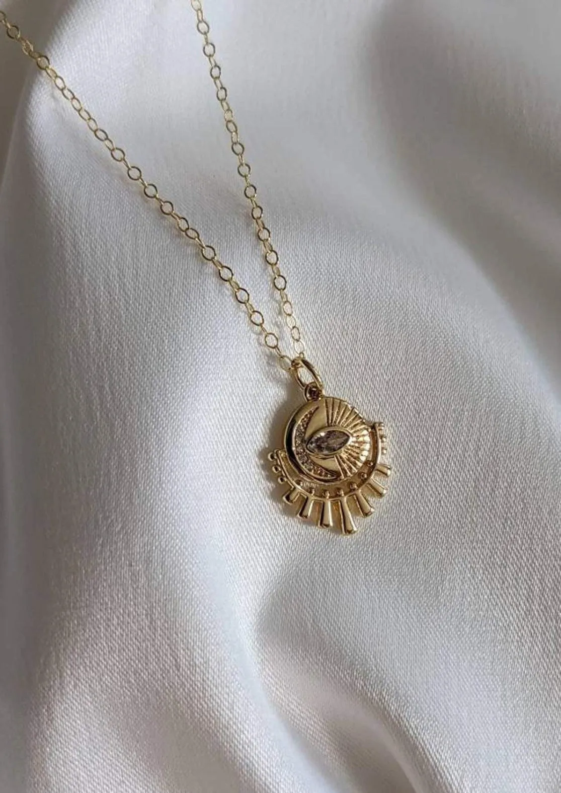 Gold Evil Eye Burst Necklace by Layer the Love