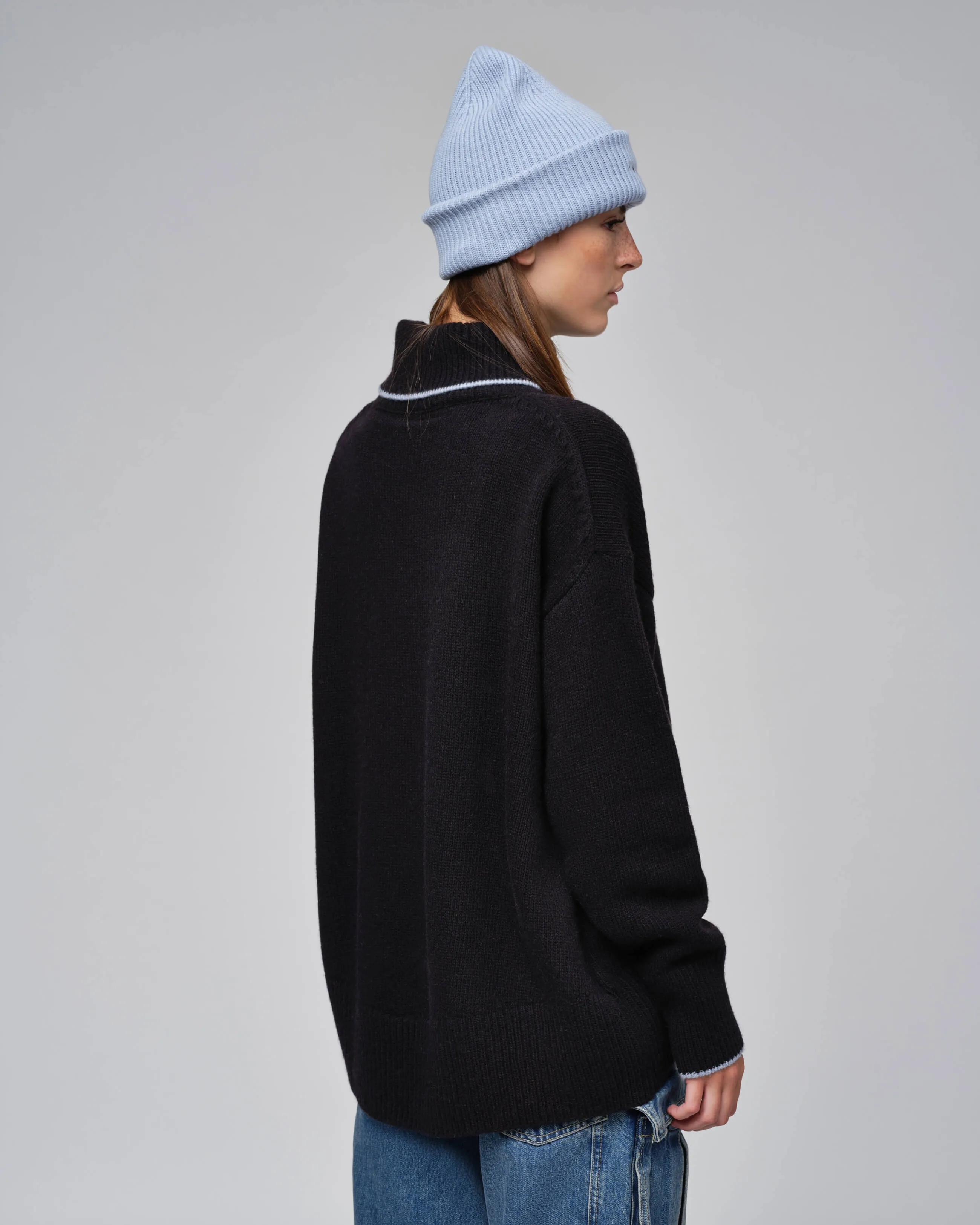  High Neck Knit Sweater Black 