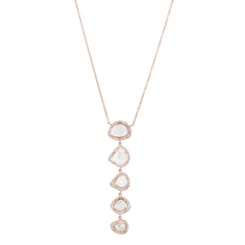 Isabella 5 Drop Sliced Diamond Necklace