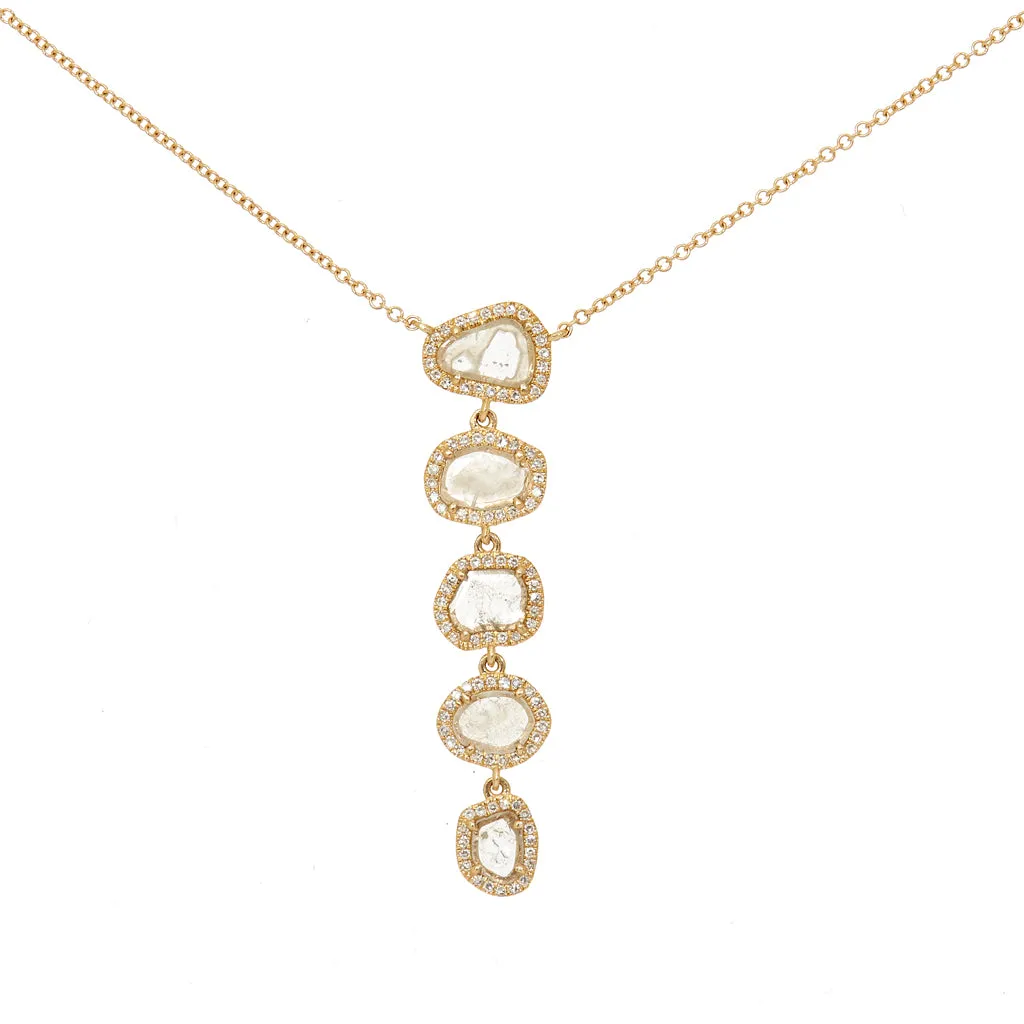 Isabella 5 Drop Sliced Diamond Necklace