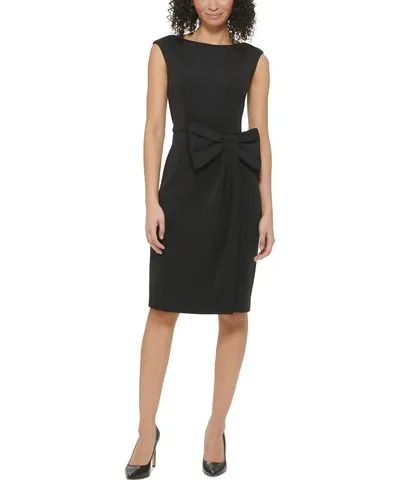 Jessica Howard Petites Womens Bow Crepe Sheath Dress