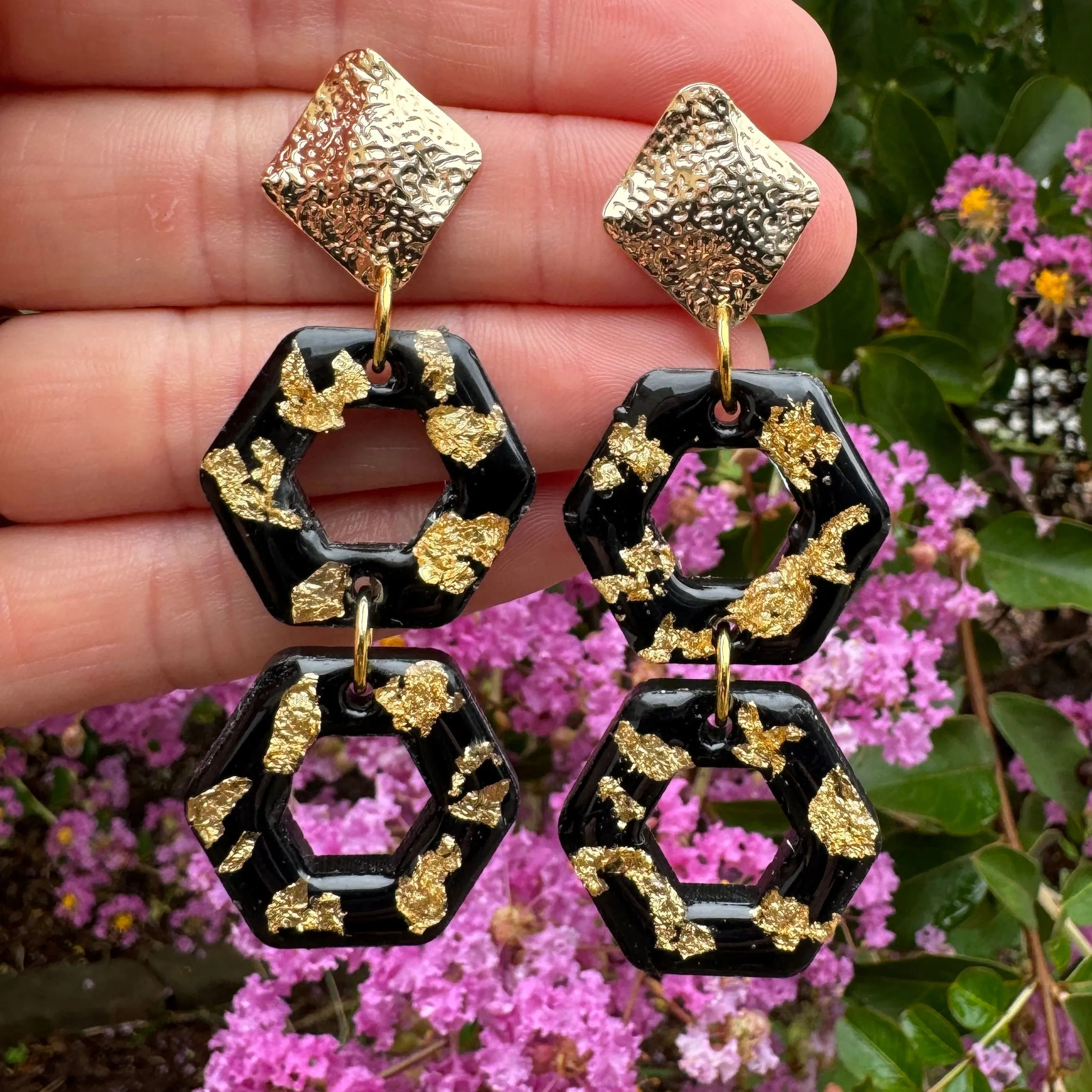 Jillian - Black - Acrylic Earrings