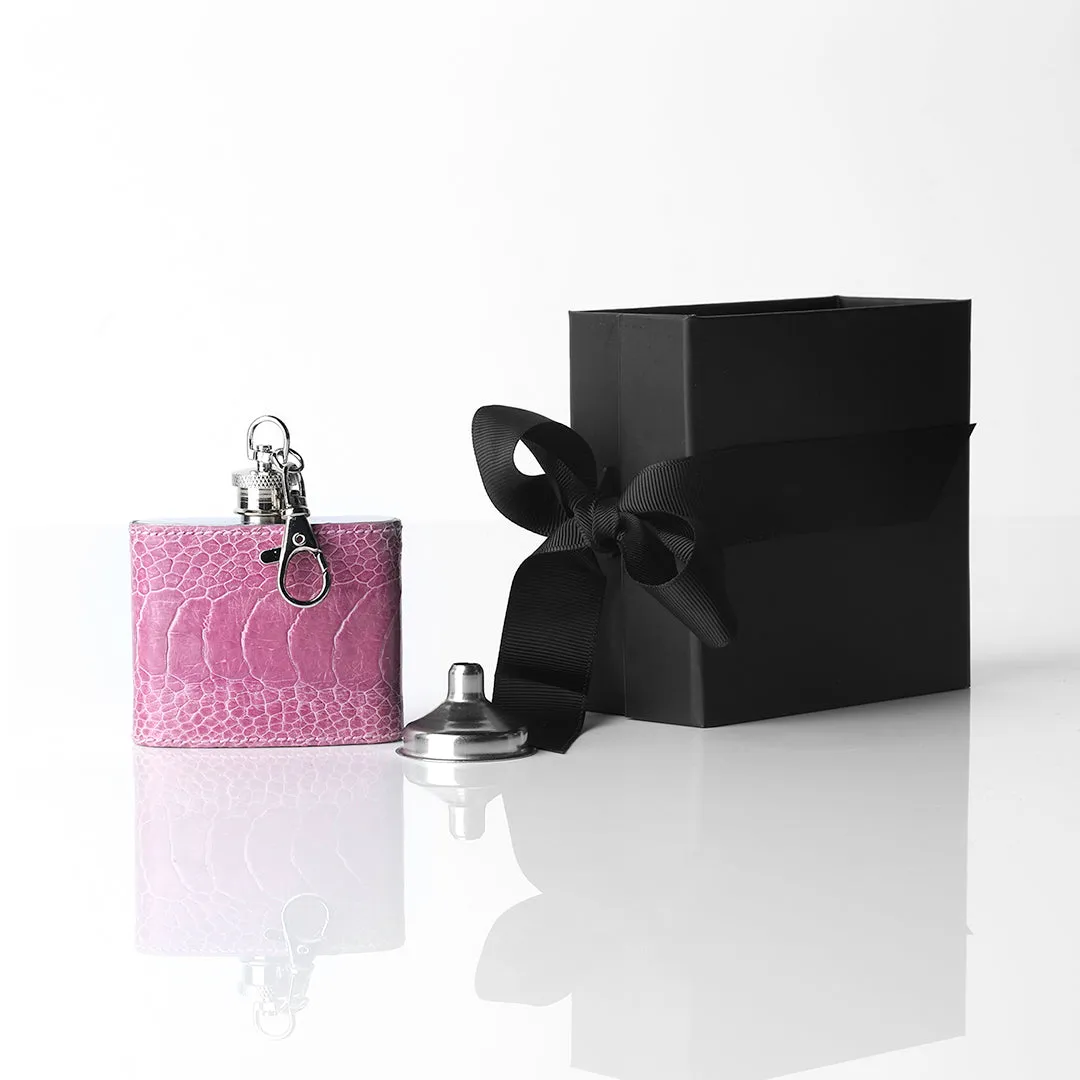 Key Chain Flask, 2 Oz, Pink O.L.