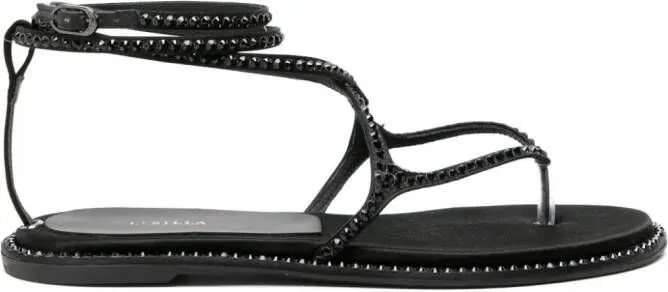 Le Silla Belen crystal-embellished flat sandals Black