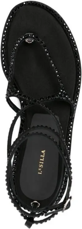 Le Silla Belen crystal-embellished flat sandals Black