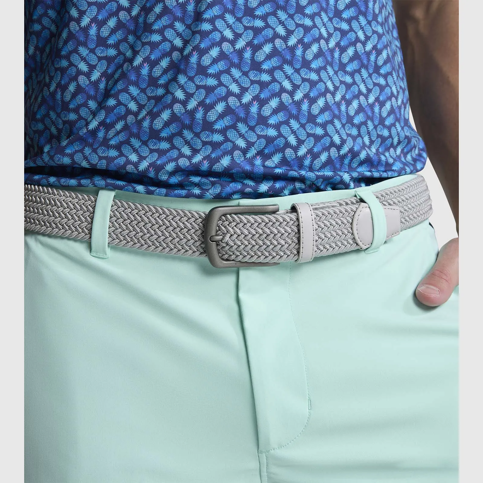 LIGHT GRAY WOVEN STRETCH BELT