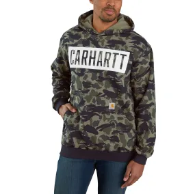 Loose Fit Midweight Hooded Camo Graphic Sweatshirt